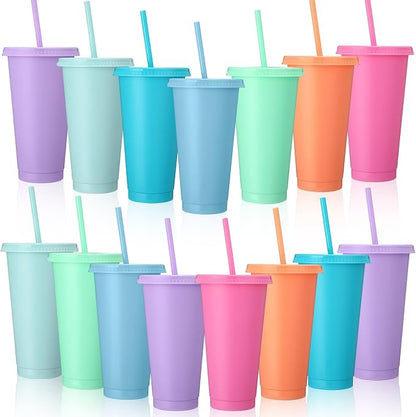 Honeydak 15 Pack Tumbler with Straw and Lid Bulk Cups by Honeydak