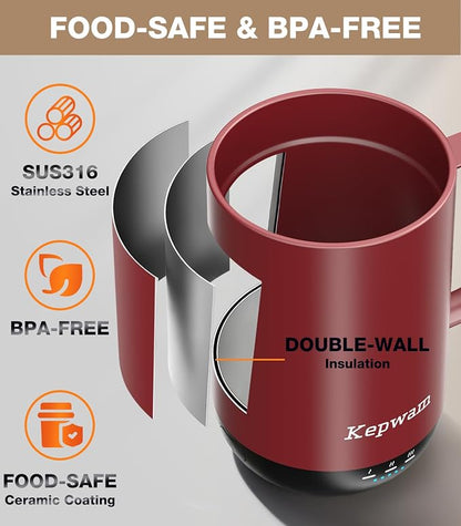 Kepwam Self-Heating Coffee Mug T1, 16oz Rechargeable Heated Coffee Mug - Image 5