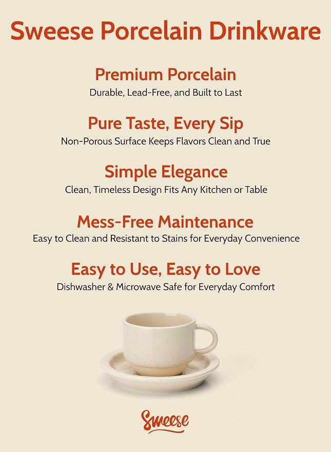 Sweese 8oz Porcelain Cappuccino Cups Set - Image 7