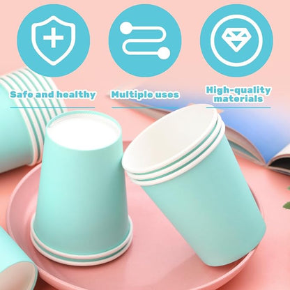 50 Pack 8 oz Disposable Paper Cups, Paper Coffee Cups-Light Blue | Beverage Cups - Image 3