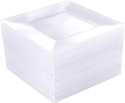 60PCS Clear Plastic Plates-9.5inch Square Disposable Plates by WDF