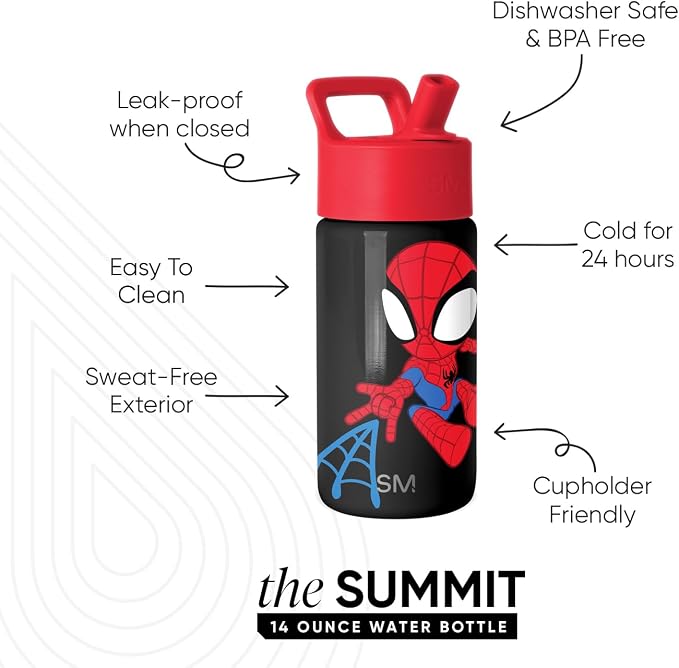 Simple Modern Marvel Spidey Kids Water Bottle & Toddler Cup | 14oz | Insulated - Image 3