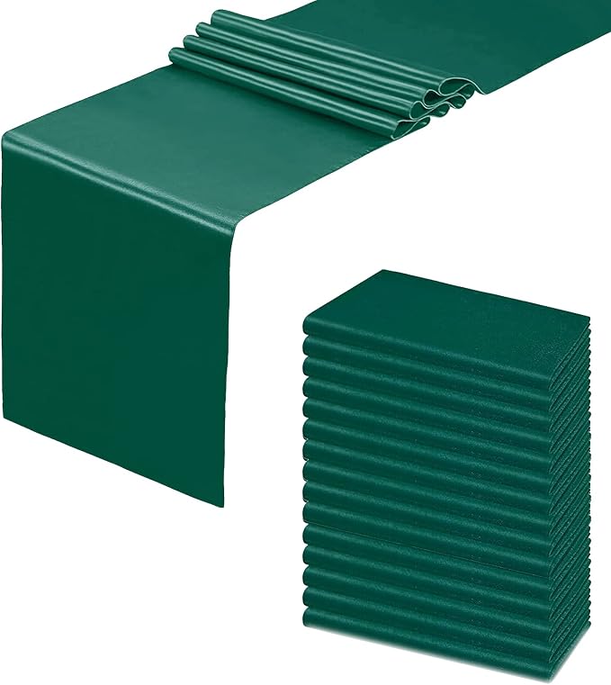 Satin Table Runner, Forest Green, 12x108 Inches, 15 Pack by HMQIANG