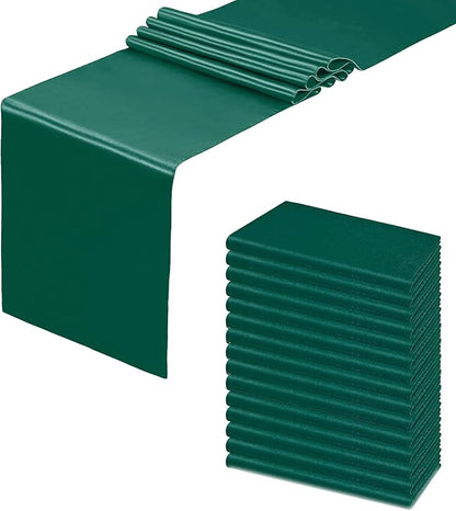 Satin Table Runner, Forest Green, 12x108 Inches, 15 Pack by HMQIANG