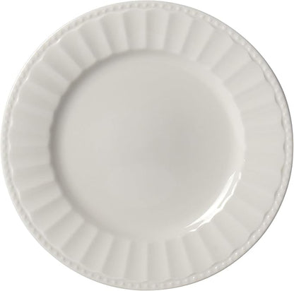 Tabletops Gallery Embossed Bone White Porcelain Round Dinnerware Collection- - Image 4