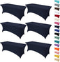 6Pack 6FT Table Cloth for Rectangular Fitted Events Stretch Navy Blue Table Covers Washable Spandex Tablecloth Protector for Party, Wedding, Cocktail, Banquet, Festival