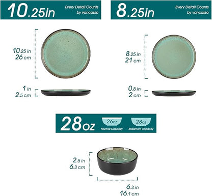vancasso Plates and Bowls Sets, 24 Pieces Stoneware Dinnerware Sets - Image 3