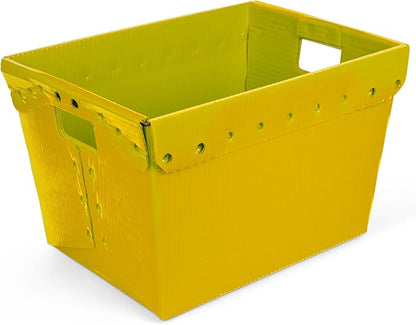 Hudson Exchange 18.25 x 13.25 x 11.75 (3 Pack) Corrugated Space Age Handled Storage Container Mail Tote, Yellow