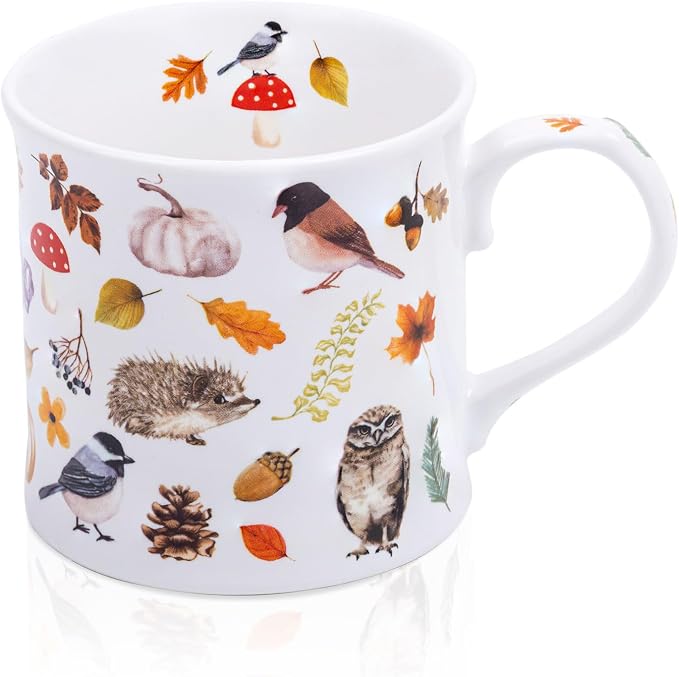 Autumn Animals Coffee Mug, 12 oz New Bone China Mug by MFoffice