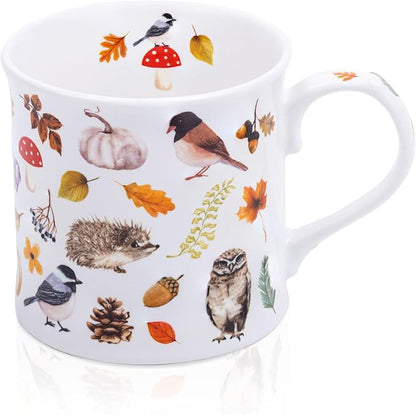 Autumn Animals Coffee Mug, 12 oz New Bone China Mug by MFoffice