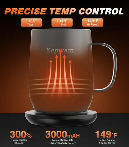 Kepwam Self-Heating Coffee Mug T2, 16oz Electric Heated Mug Hot Up to 149℉ | No - Image 2