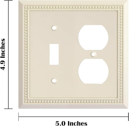 Henne Bery Sunken Pearls Heavy Duty Decorative Wall Plate Switch Plate Outlet Cover, Durable Solid Zinc Alloy (Toggle/Duplex, Light Almond)