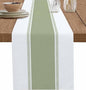 Sage Green Stripe Table Runners 90 inches Long, Linen Boho Table Runner by Futuregrace