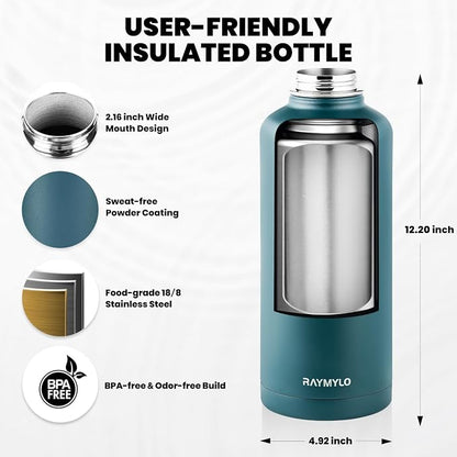 RAYMYLO Insulated Water Bottle 87 oz, Triple Wall Vacuum Stainless Steel | - Image 5