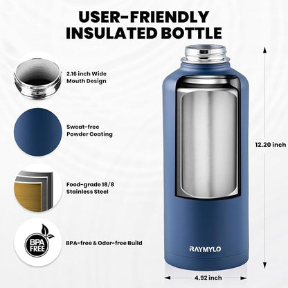 RAYMYLO Insulated Water Bottle 87 oz, Triple Wall Vacuum Stainless Steel | - Image 4