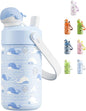 POWCAN 12 oz Kids Water Bottle for School: 2-in-1 Straw Spout Lid by POWCAN