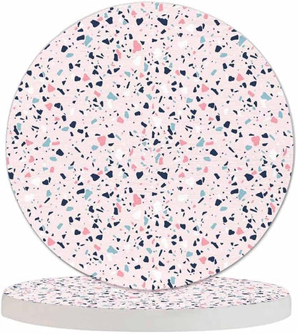 Terrazzo Pattern Design Coasters for Drinks Office Coffee Table Modern Dots Colourful Spotted Art Living Room Decor Set of 2 for Cold Drinks Wine Mugs and Cups 4 Inch