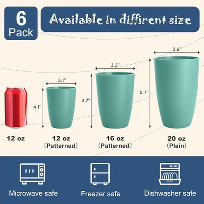 Reusable Wheat Straw Cups 6 PCS, Unbreakable 16 OZ Plastic Cup Alternative - Image 6