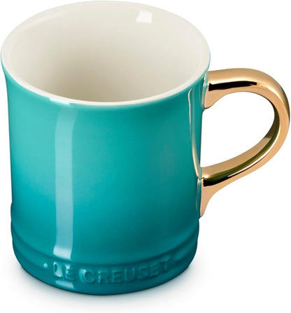 Le Creuset Stoneware Vancouver Mug, 14 oz., Riviera/Gold Metallic Handle - Image 2