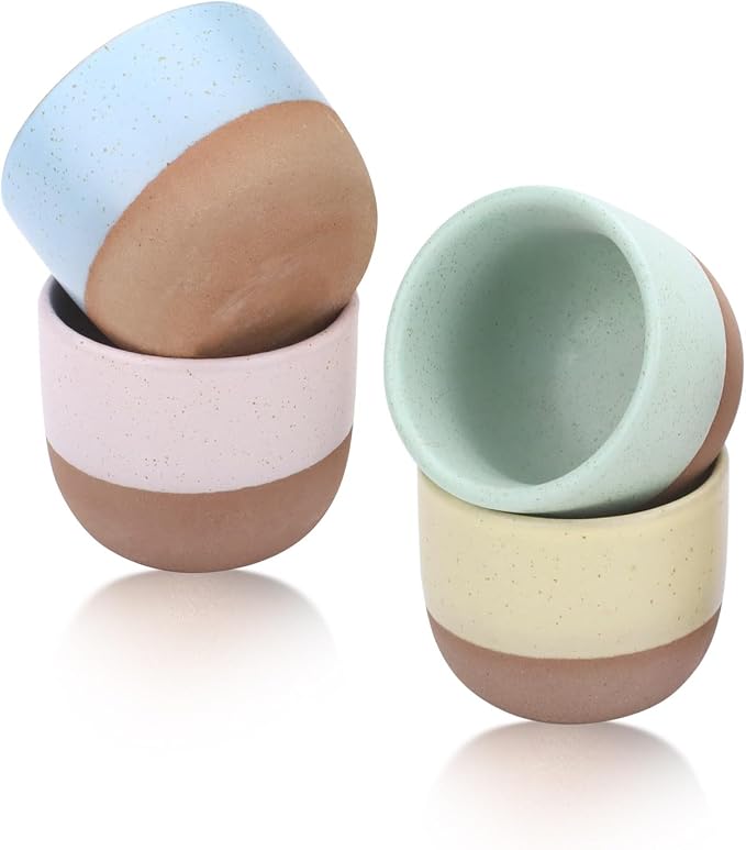 Double Espresso Cups Set of 4, 4 OZ/120 ML Handleless Espresso Mugs, Glazed by Unknown
