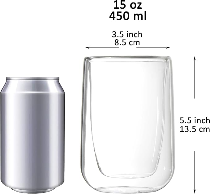 Youngever 2 Pack Glass Coffee Cups, Double Wall Thermo Insulated Coffee Cups - Image 2
