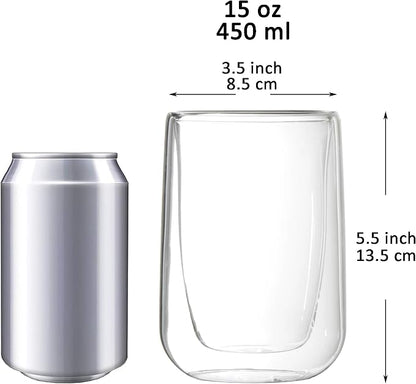 Youngever 2 Pack Glass Coffee Cups, Double Wall Thermo Insulated Coffee Cups - Image 2