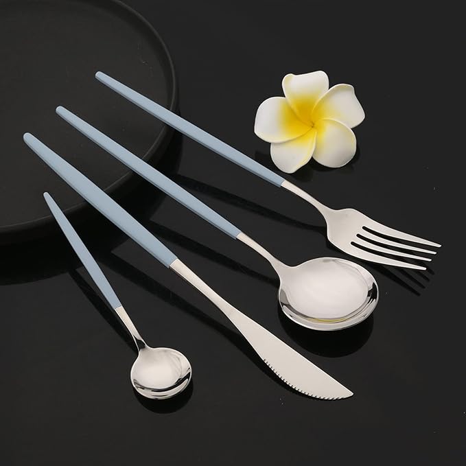 JASHII Flatware Set 24 Piece, Stainless Steel Silverware Set, Macaron Small - Image 5