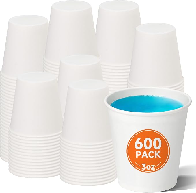 METAPRINT 600 Pack 3 oz Small Paper Cups, Disposable Bathroom Mouthwash Cups by METAPRINT