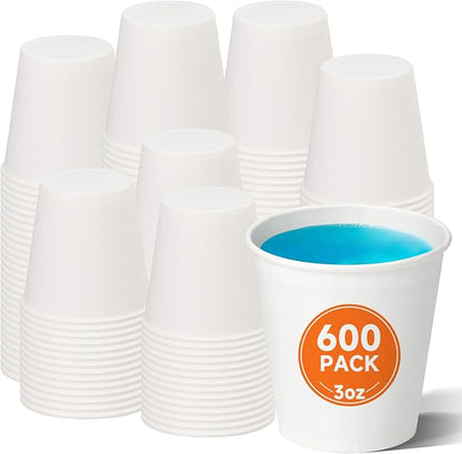 METAPRINT 600 Pack 3 oz Small Paper Cups, Disposable Bathroom Mouthwash Cups by METAPRINT
