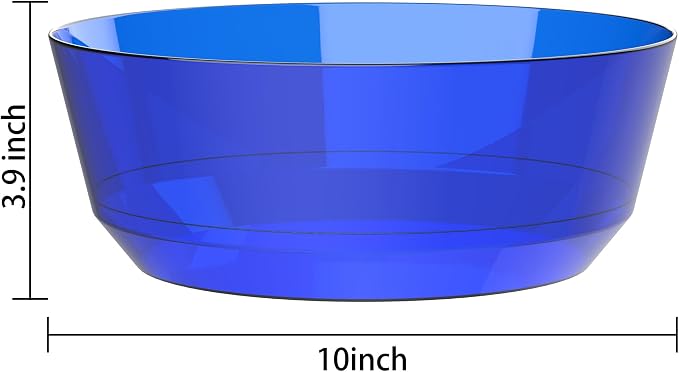 8 Pack Clear Blue Bowls for 4th of July | 128oz Heavy Duty Disposable Plastic - Image 2