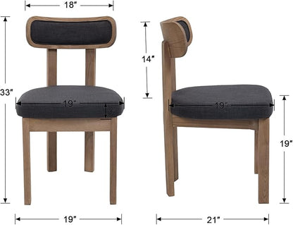 Linen Dining Chairs Set of 4, Mid Century Modern Upholstered Dining Room Chairs with Curved Back, Armless Kitchen Chairs for Living Room/Restaurant/Balcony/Bedroom/Home Desk/Task, Grey
