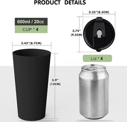 Greentainer 4 Pack Plastic Travel Coffee Mug Set, 20 oz Spill Proof Drinking - Image 2