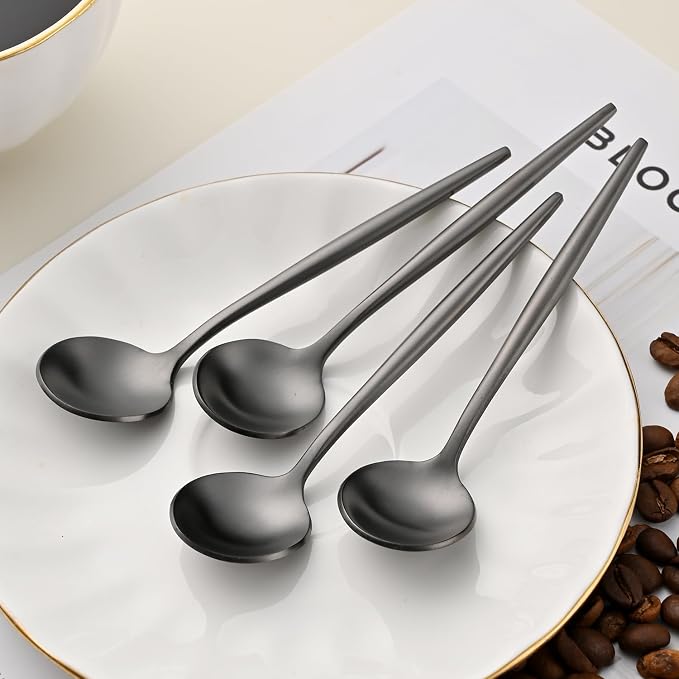 5.1 Inches Satin Black SS18/10 Teaspoon, Small Tea Spoon, Espresso Spoon - Image 7