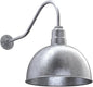 Steel Lighting Co. Hollywood Bowl Light | Outdoor Wall Mounted | 15 inch Bowl Dome | 23 inch Gooseneck | Barn Light Made in America | Galvanized Exterior/Galvanized Interior
