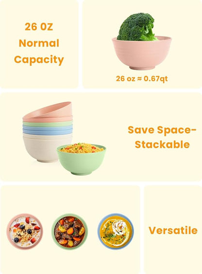 Wheat Straw Bowls, Unbreakable Cereal Bowls Microwave Safe, Dishwasher Safe - Image 4