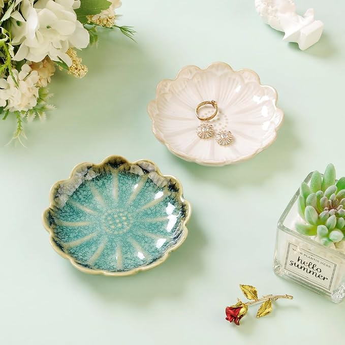 Lotus Ring Holder Dish Small Indoor Ash Tray, Ceramic Dessert Plate Trinket - Image 5