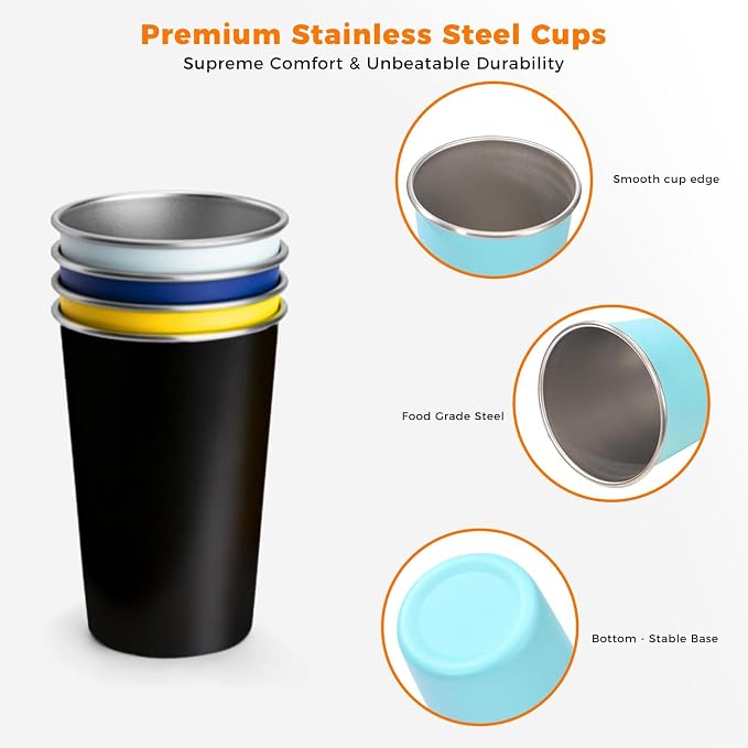 4 Pack Stainless Steel Cups 16oz - Image 3