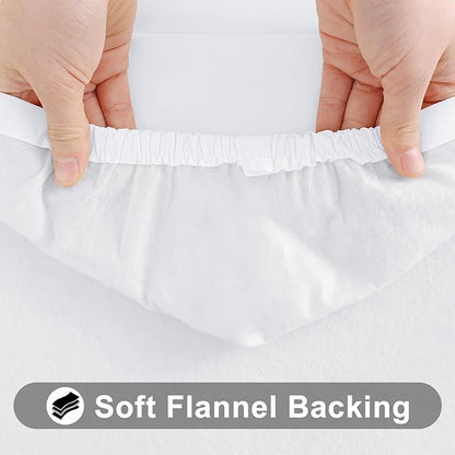 Smiry Rectangle Tablecloth, Elastic Fitted Flannel Backed Vinyl Tablecloths for 5ft Folding Tables, Waterproof Wipeable Table Covers for Indoor, Outdoor, Picnic and Camping (White, 36"x60")