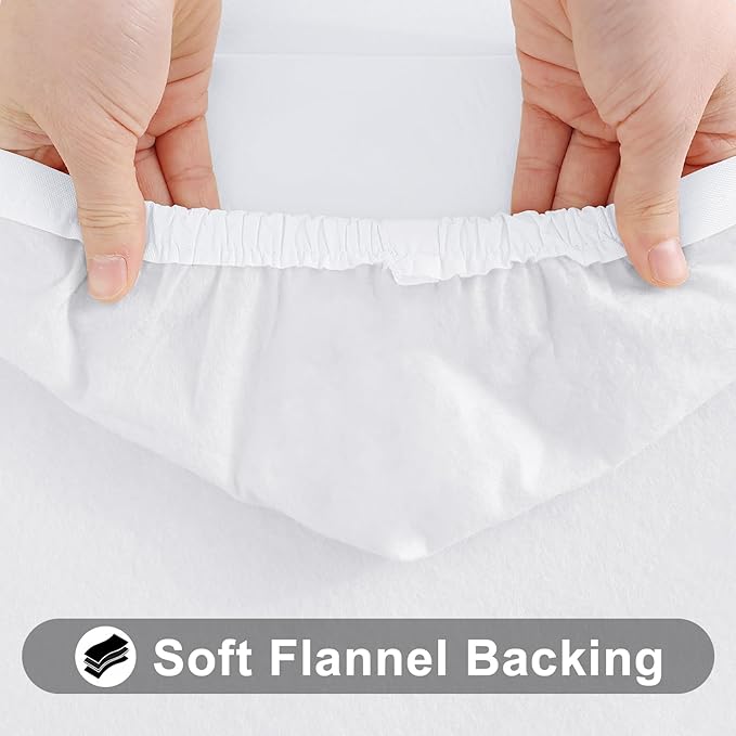 Smiry Rectangle Tablecloth, Elastic Fitted Flannel Backed Vinyl Tablecloths for 6ft Folding Tables, Waterproof Wipeable Table Covers for Indoor, Outdoor, Picnic and Camping (White, 30"x72")
