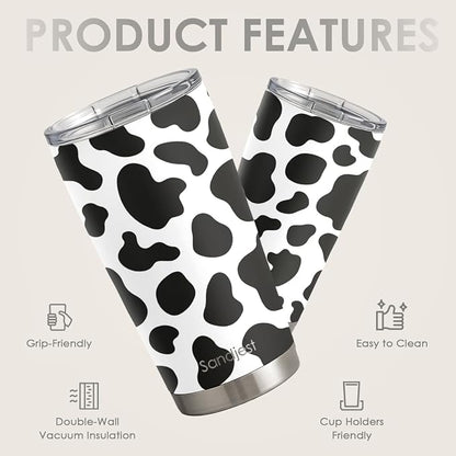 SANDJEST Cow Print Tumbler 20oz Stainless Steel Insulated, Travel Coffee Cup - Image 2