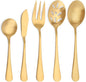 Matte Gold Serving Set，SHARECOOK 5-Piece 18/0 Stainless Steel Large Hostess Set by Sharecook