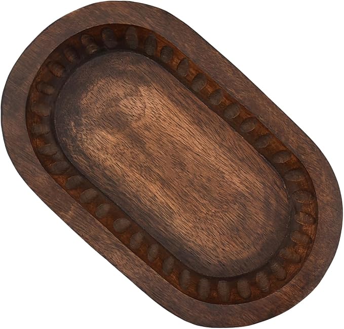 Mango Wood Decorative Bowls for Home Décor, Decorative Long Wooden Bowl for - Image 4