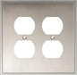 Henne Bery Soft Modern Decorative Wall Plate Switch Plate Outlet Cover (Double Duplex, Satin Nickel)