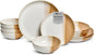 Sango 12 Pieces Stoneware Dinnerware Set, Glossy Caramel & Cream Dishes by Sango
