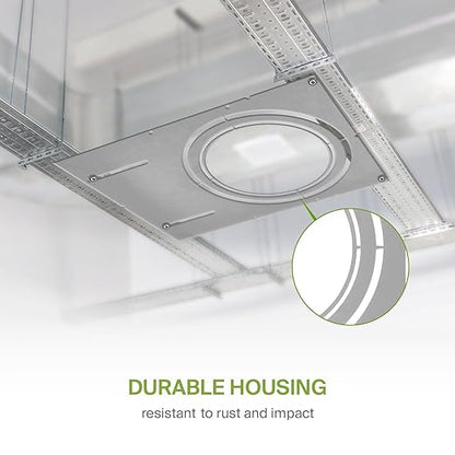 ASD 18 Inch New Construction Mounting Plate with Asymmetric Round Hole - 8/10/12 Inch Flat Steel Rough in Wafer Light Bracket, Shallow LED Recessed Lighting Housing, 6 Pack