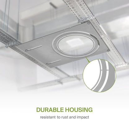 ASD 18 Inch New Construction Mounting Plate with Asymmetric Round Hole - 8/10/12 Inch Flat Steel Rough in Wafer Light Bracket, Shallow LED Recessed Lighting Housing, 24 Pack