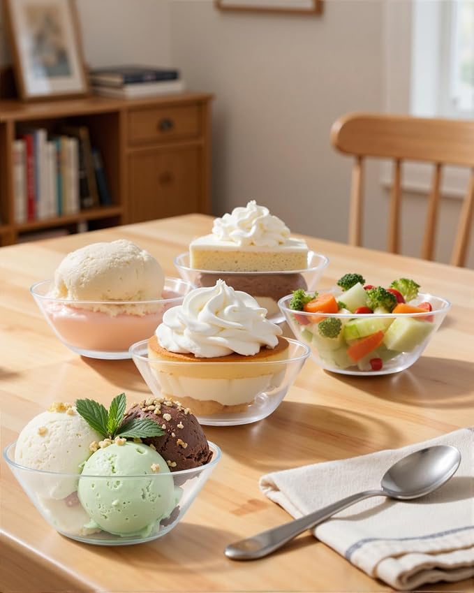 bUCLA 50Pack Clear Plastic Small Bowls - 8oz Disposable Ice - Image 3