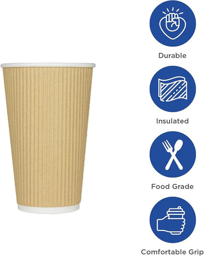 Karat 8 oz Ripple Insulated Coffee Cup Disposable Paper Hot Cup, Sturdy and - Image 3