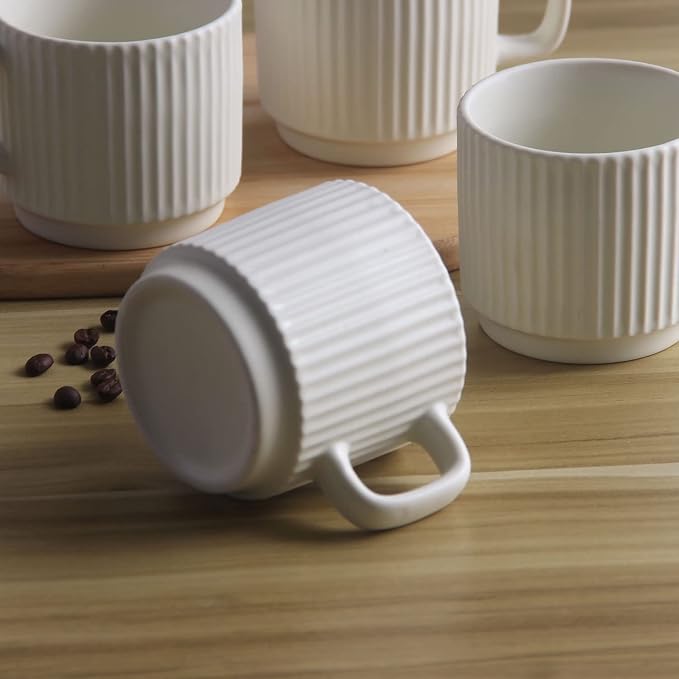 Stackable Coffee Mugs Set of 4, 7 OZ Espresso Ceramics Cups - Image 5