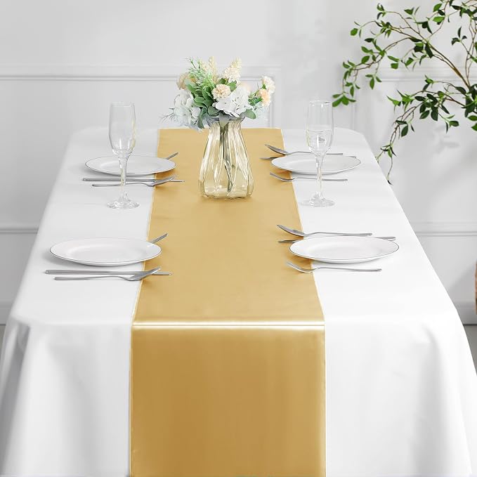 Manyshofu Yellow Gold Satin Table Runner 12x108 - Image 8